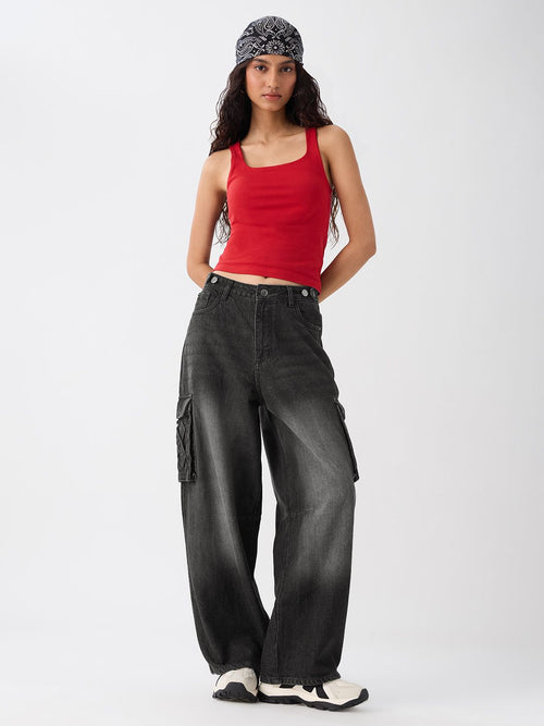 Barrel-Fit Denim: Carbon Utility Women Barrel Denims