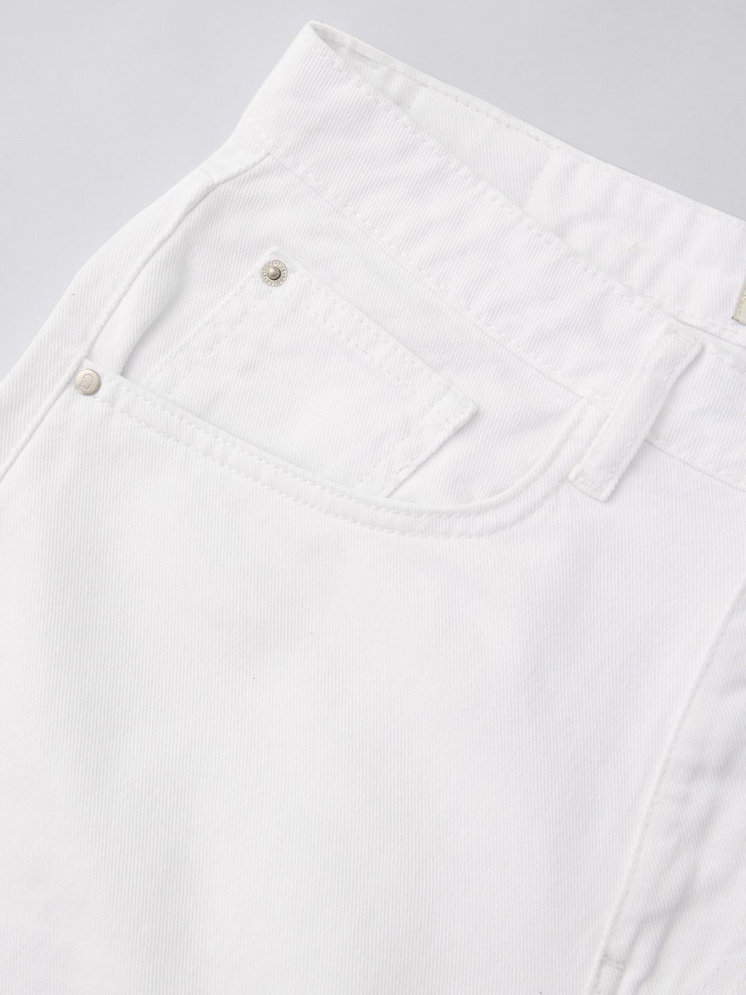 Denim Bermuda: Pearl White Women Denim Bermuda Shorts