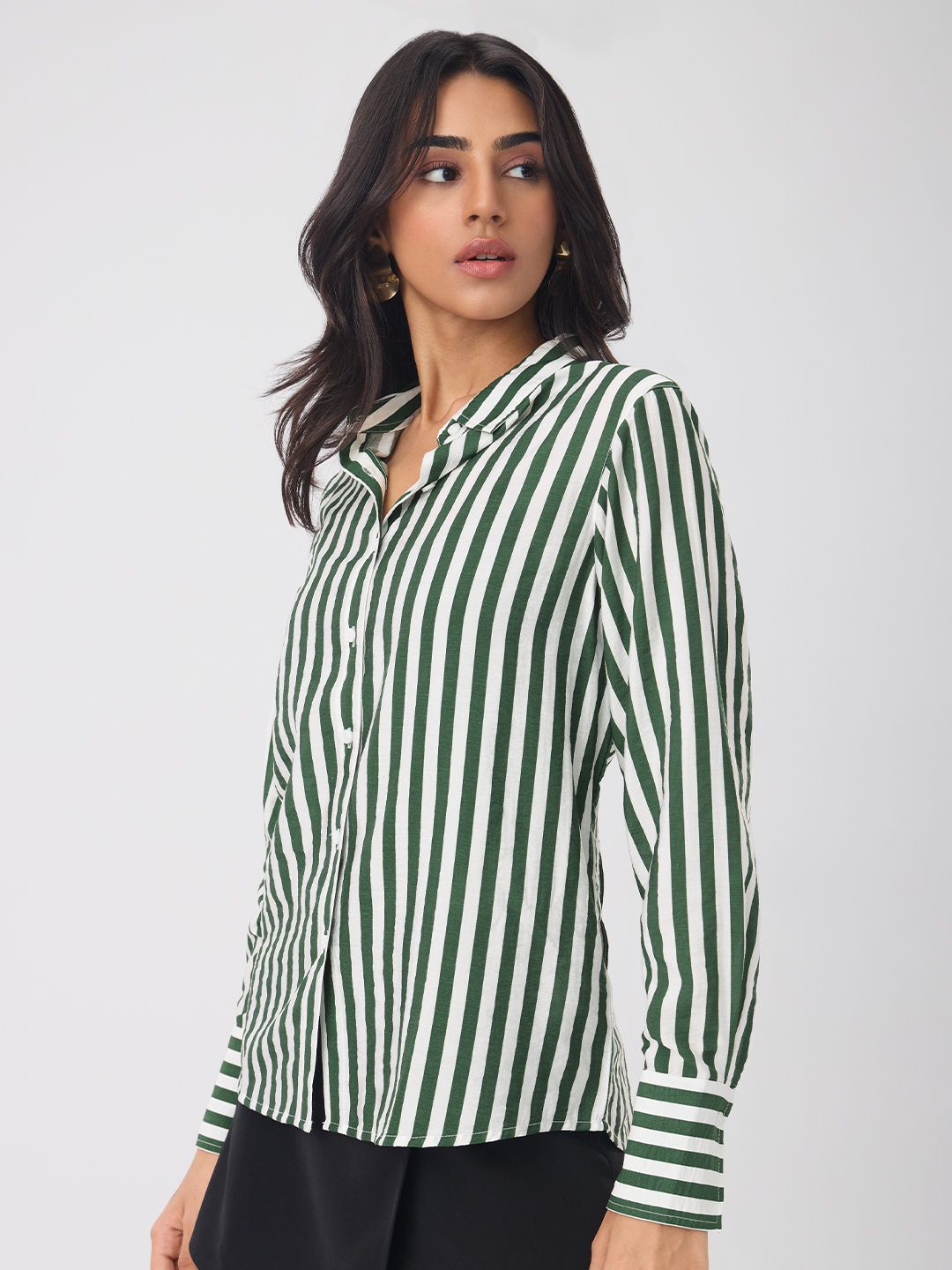 Textured Shirt: Pine Women Regular Shirts