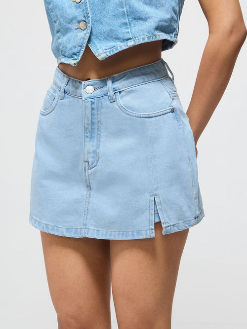 Denim Skorts: Cloud Blue Women Denim Skorts