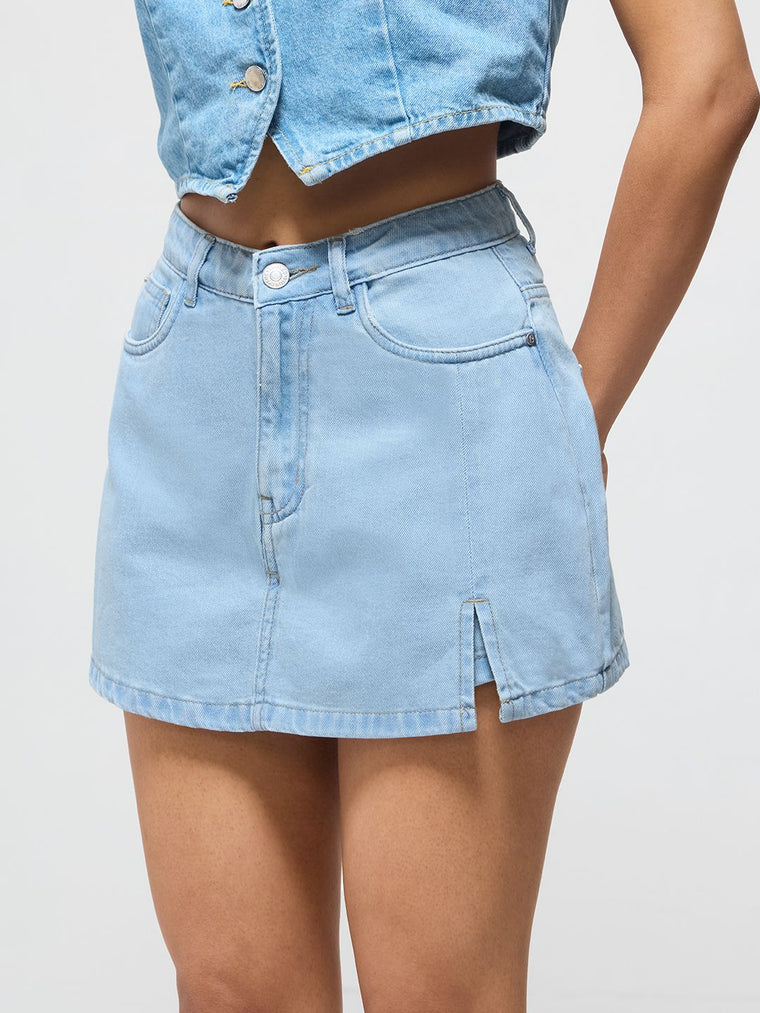 Denim Skorts: Cloud Blue Women Denim Skorts