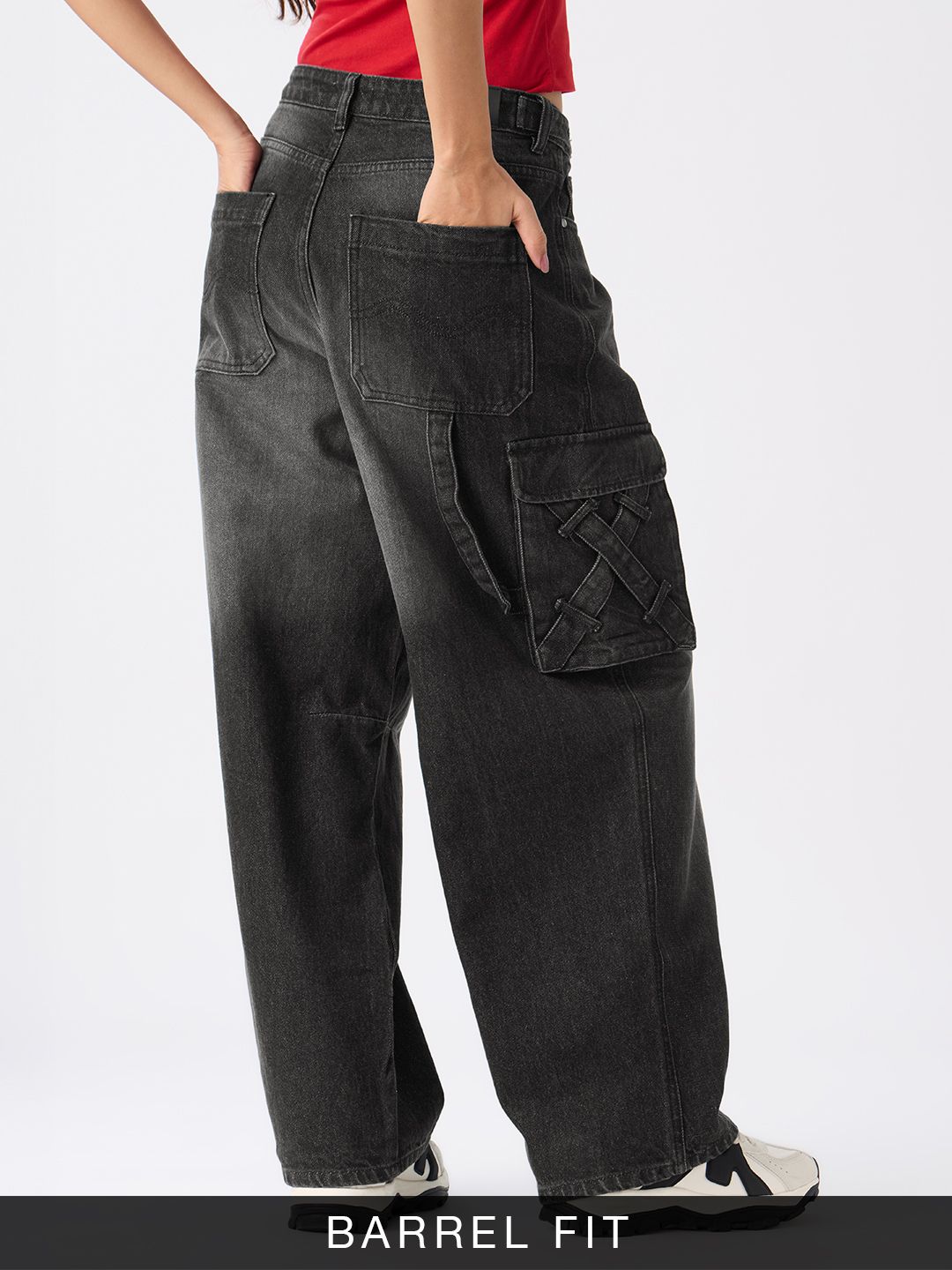 Barrel-Fit Denim: Carbon Utility Women Barrel Denims