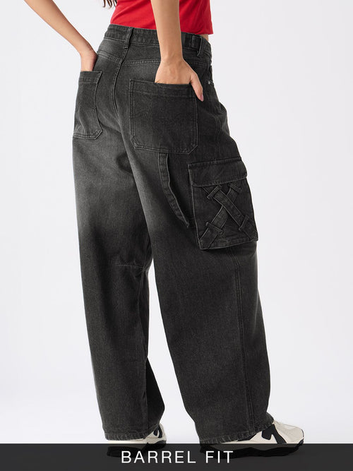 Barrel-Fit Denim: Carbon Utility Women Barrel Denims