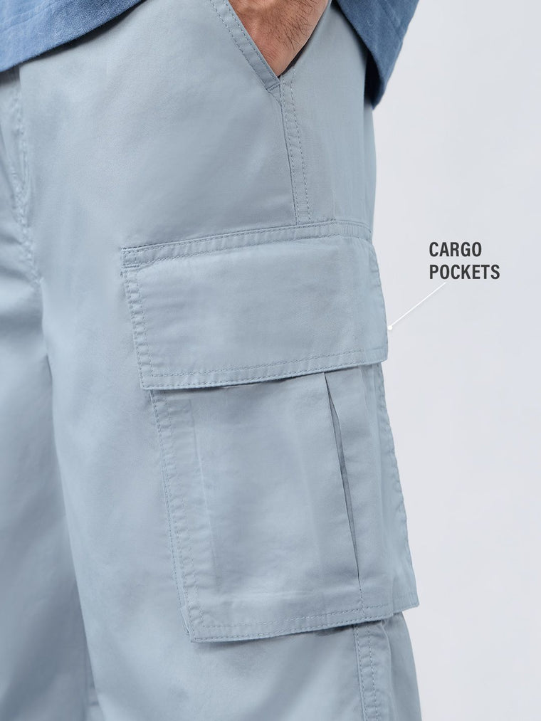 Parachute Pants: Dusty Sky Blue Men Parachute Pants