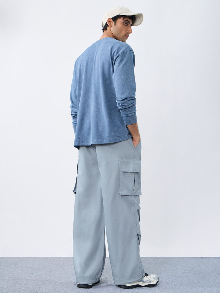 Parachute Pants: Dusty Sky Blue Men Parachute Pants