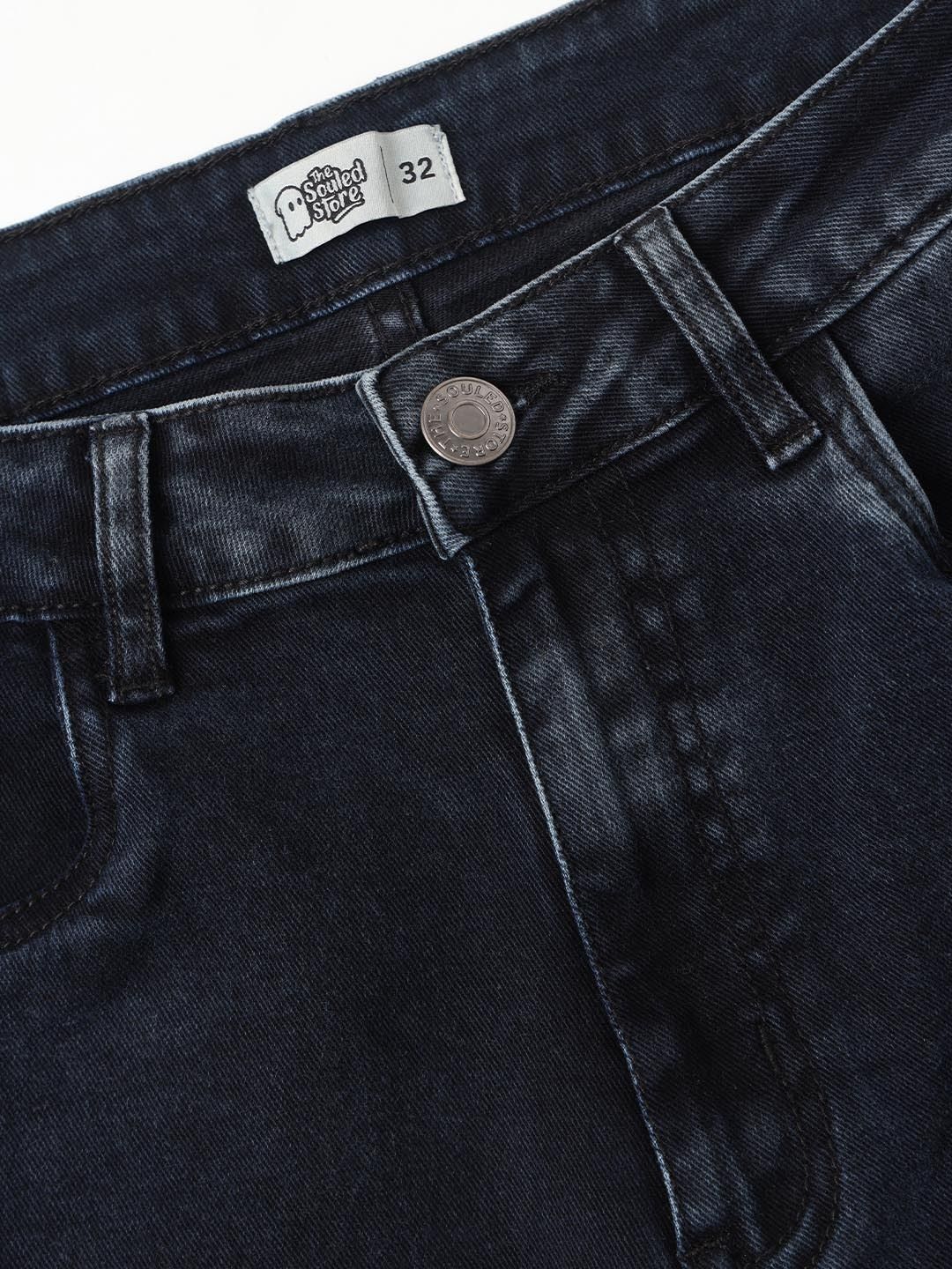Baggy-Fit Denim: Black Stone Men Cargo Jeans
