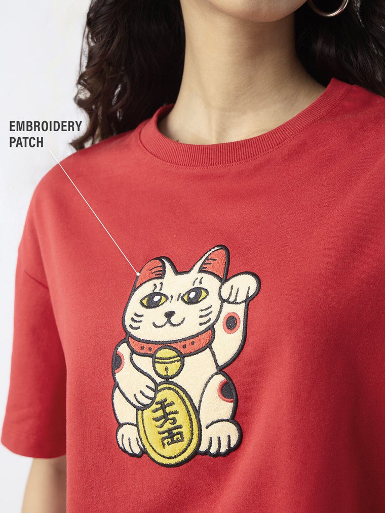 TSS Originals: Lucky Cat Women Oversized T-Shirts