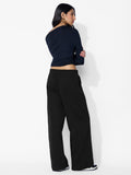 Core Solid Joggers: Inky Black Women Straight Joggers