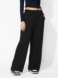 Core Solid Joggers: Inky Black Women Straight Joggers