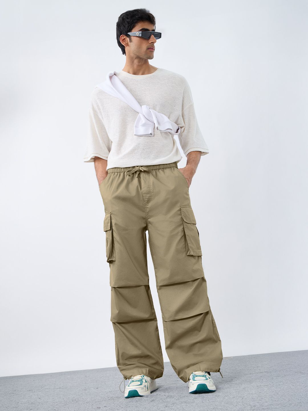Parachute Pants: Oatmilk Men Parachute Pants