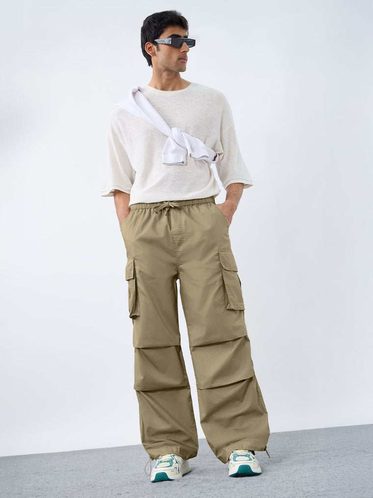 Parachute Pants: Oatmilk Men Parachute Pants
