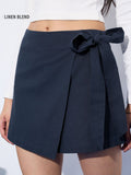 Cotton Linen Skorts: Navy Women Skorts