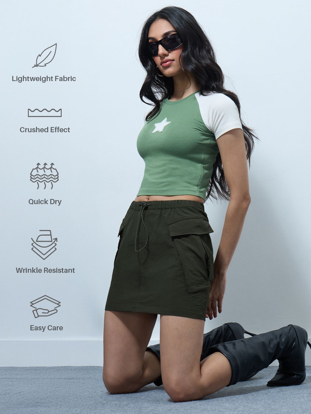 Parachute Skirt: Hunter Green Women Skirts