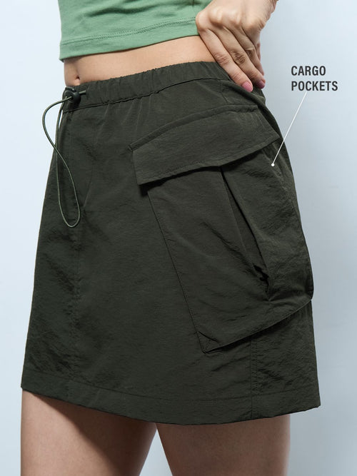 Parachute Skirt: Hunter Green Women Skirts