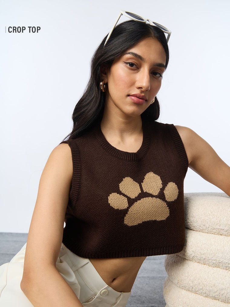 Knitted Top: Paw Power Women Knit Tops