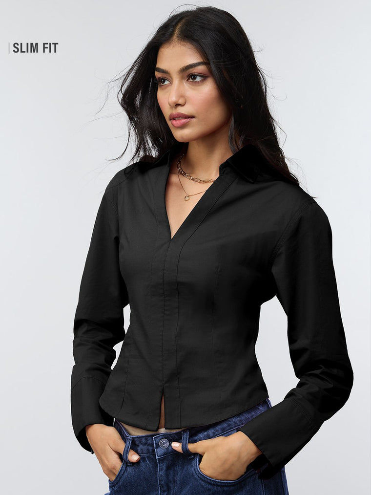 Corset Shirt: Onyx Women Fitted Shirts
