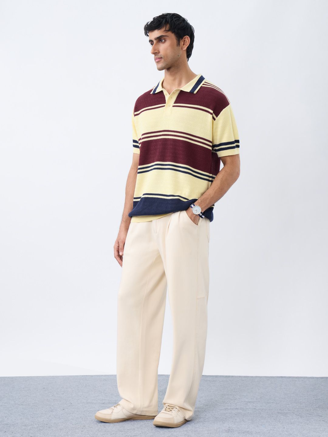 Textured Flat Knit: Classic Crew Textured Polos