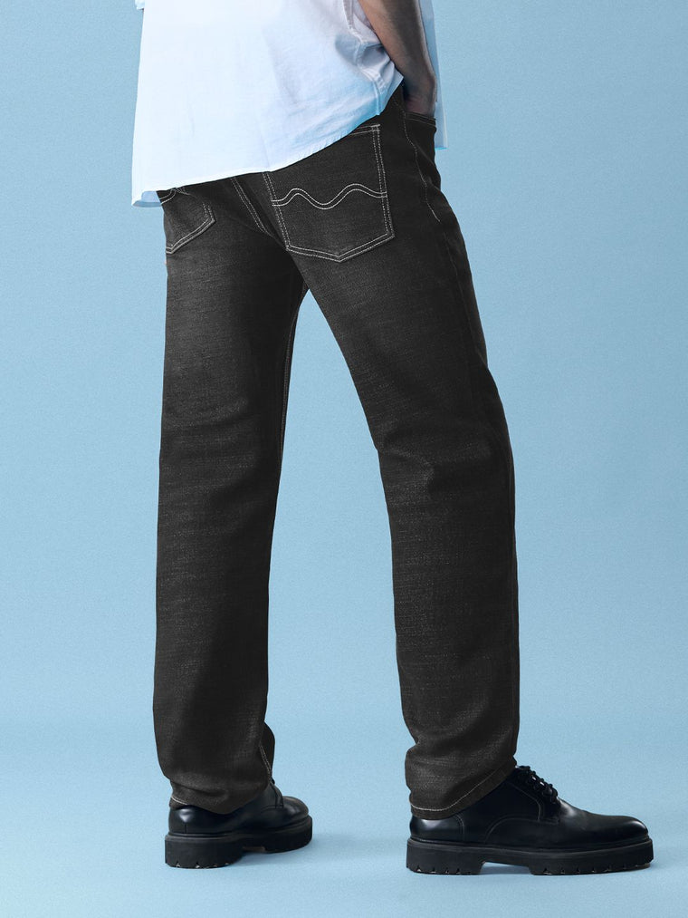 Classic Slim Fit Jeans: Charcoal Grey Men Classic Slim Fit Jeans