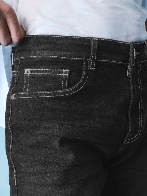 Classic Slim Fit Jeans: Charcoal Grey Men Classic Slim Fit Jeans