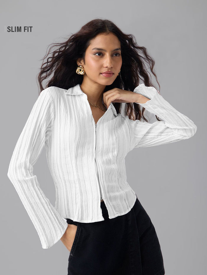 Tailored Zipper Shirt: Zesty Women Fitted Shirts