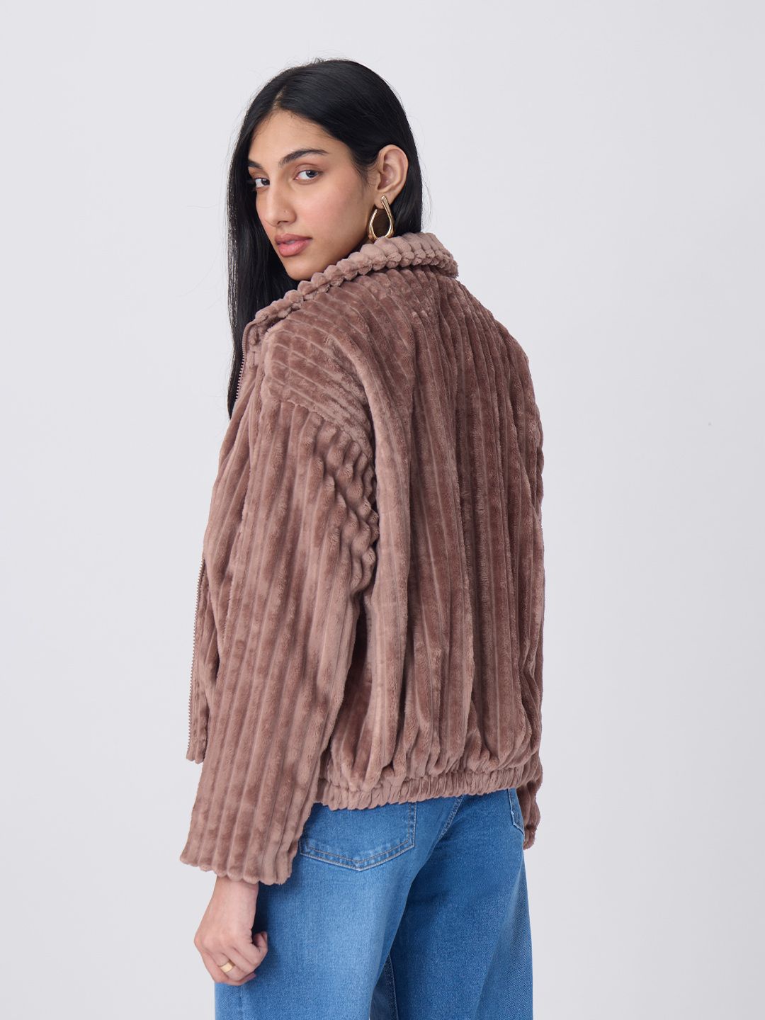 Textured Jacket: Dusky Rose Women Oversized Jackets
