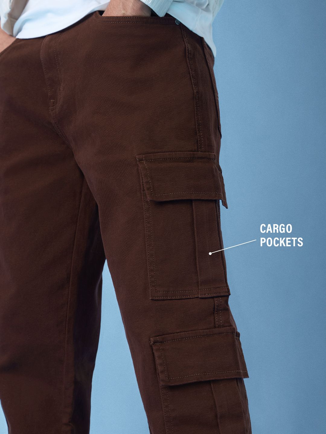 Solids: Decadent Chocolate (Straight Fit) Men Cargo Jeans