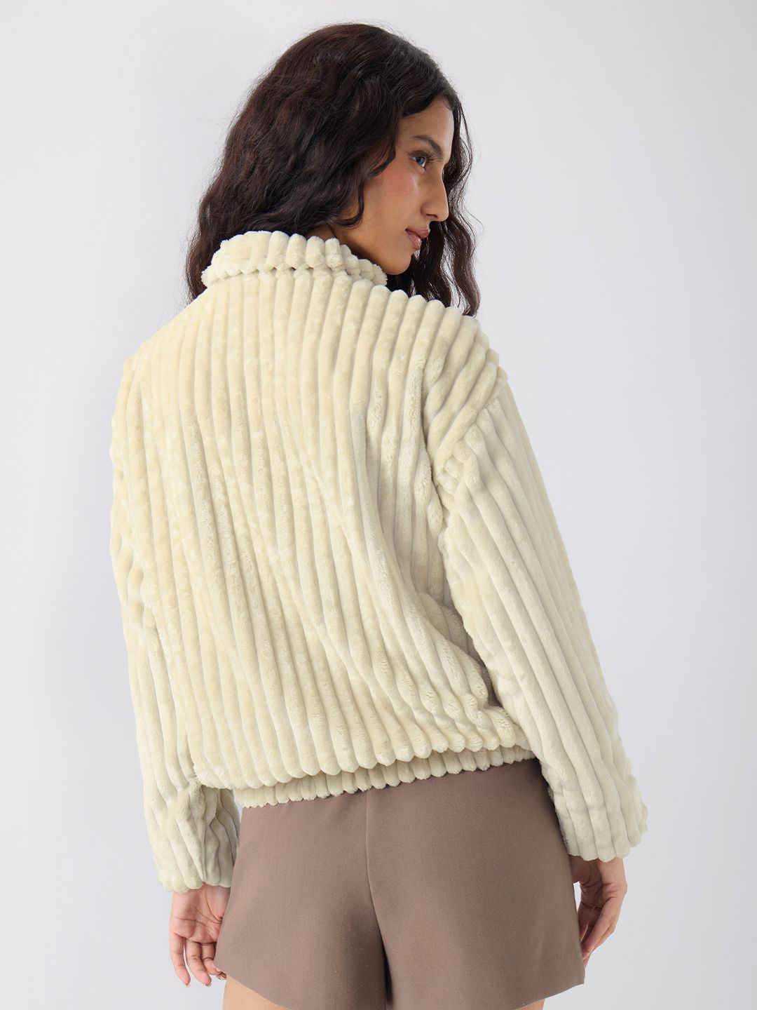 Textured Jacket: Almond Women Oversized Jackets