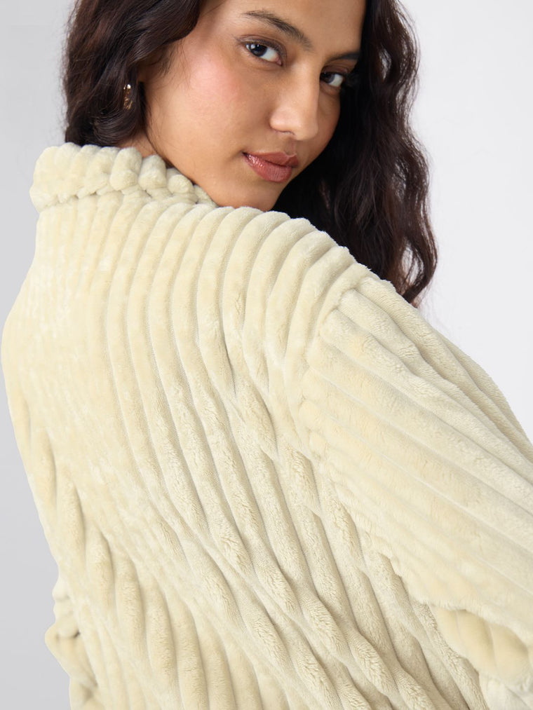 Textured Jacket: Almond Women Oversized Jackets