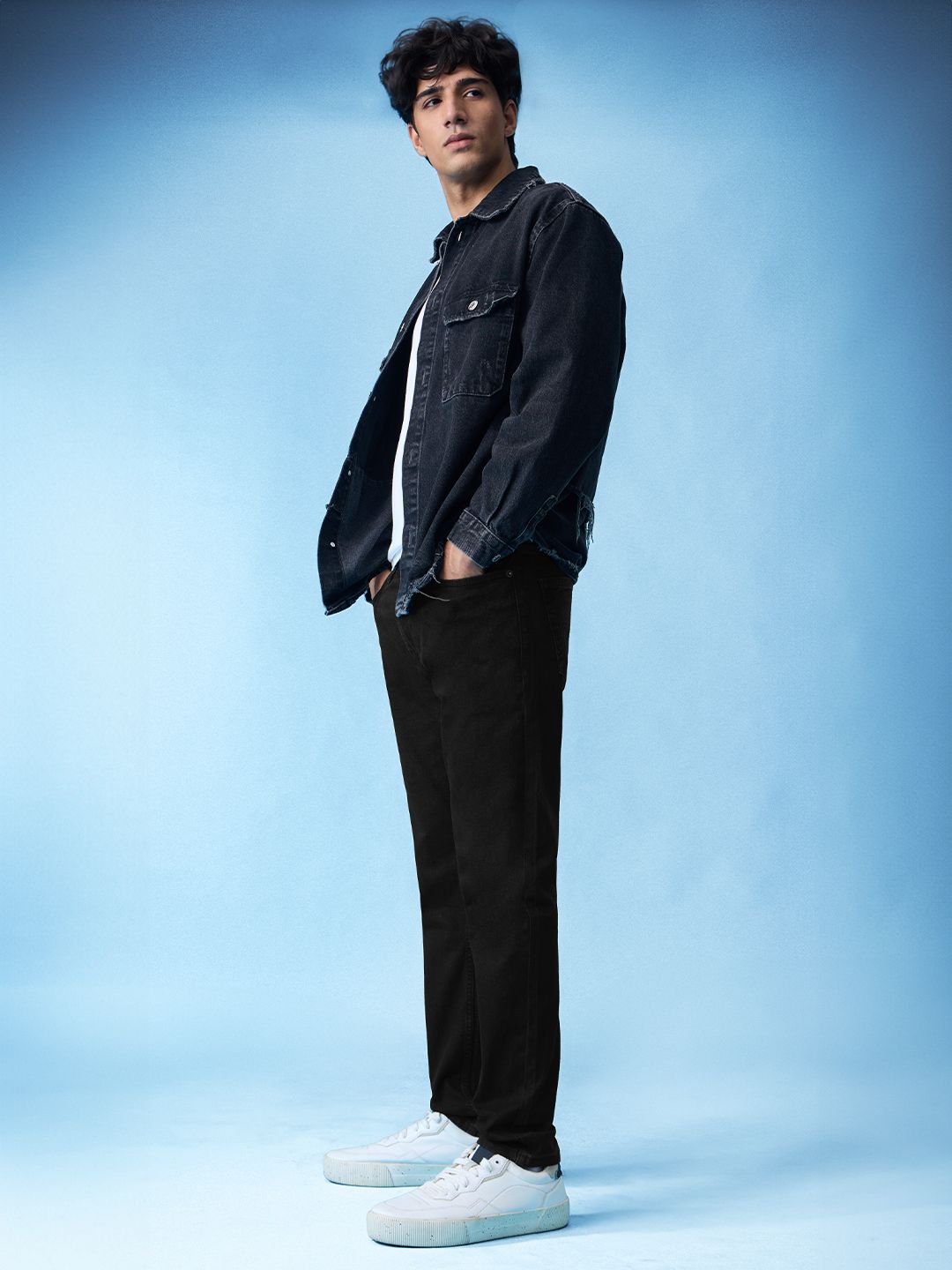 Classic Slim Fit Jeans: Steel Black Men Classic Slim Fit Jeans