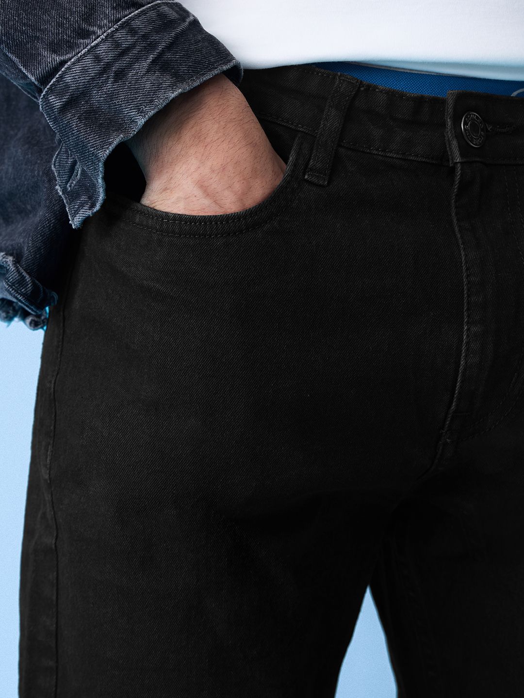 Classic Slim Fit Jeans: Steel Black Men Classic Slim Fit Jeans