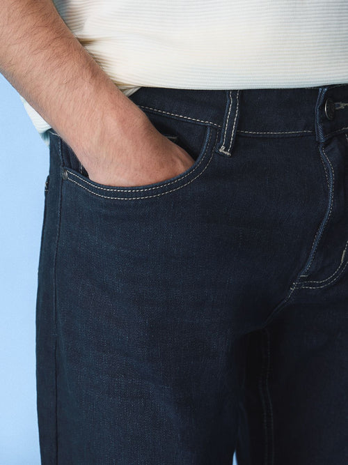 Classic Slim Fit Jeans: Dark Blue Men Classic Slim Fit Jeans