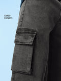 Solids: Fog Stone (Straight Fit) Men Cargo Jeans