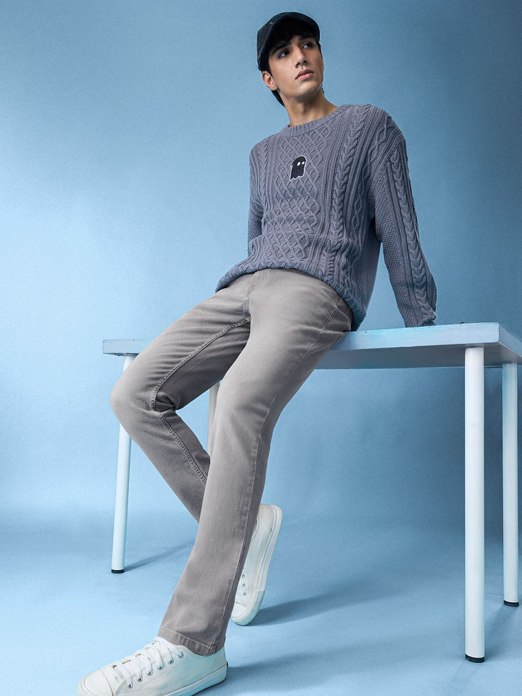 Denim: Smoke Grey Men Classic Slim Fit Jeans
