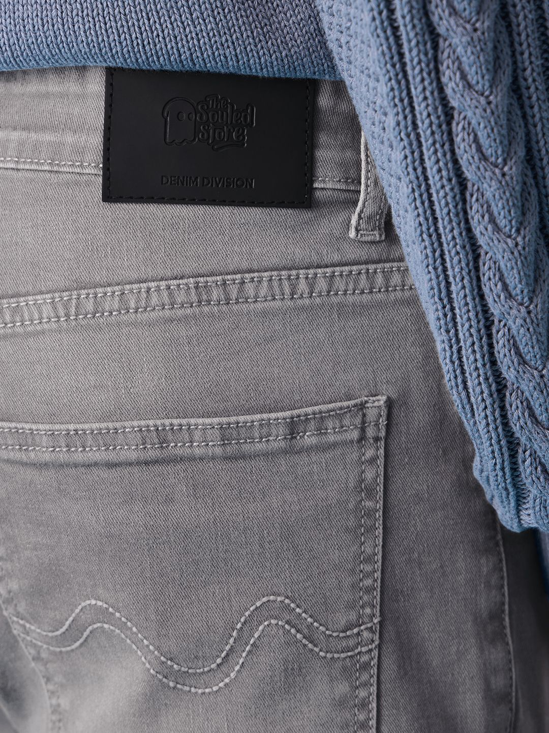 Denim: Smoke Grey Men Classic Slim Fit Jeans