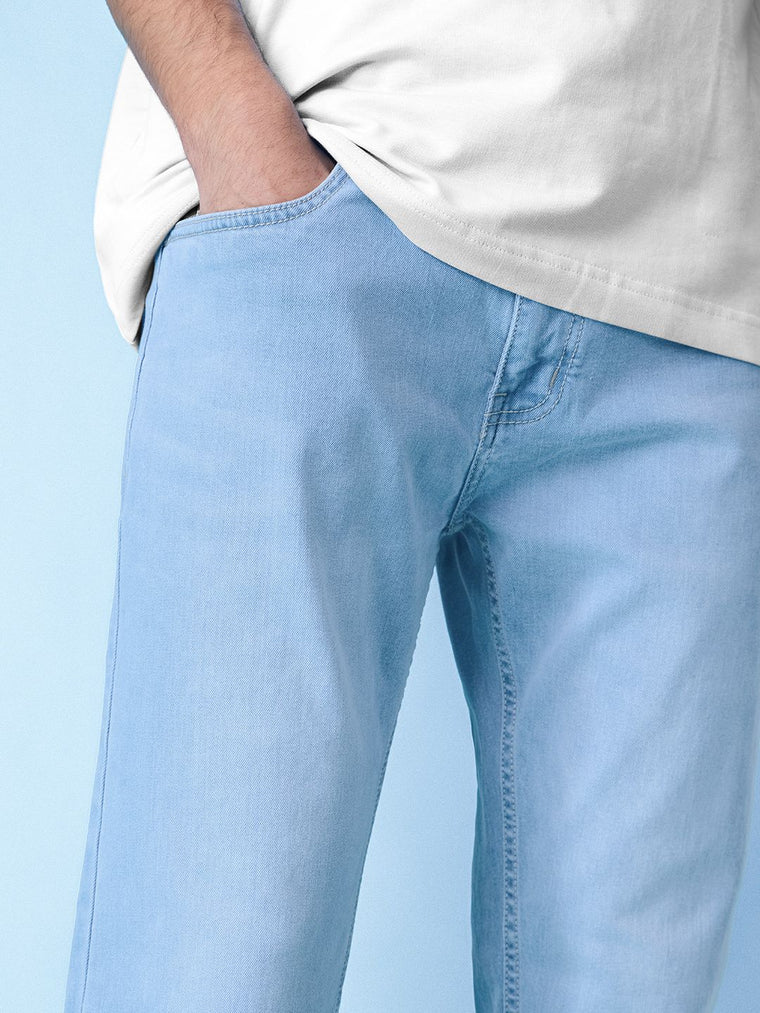 Classic Slim Fit Jeans: Light Wash Blue Men Classic Slim Fit Jeans