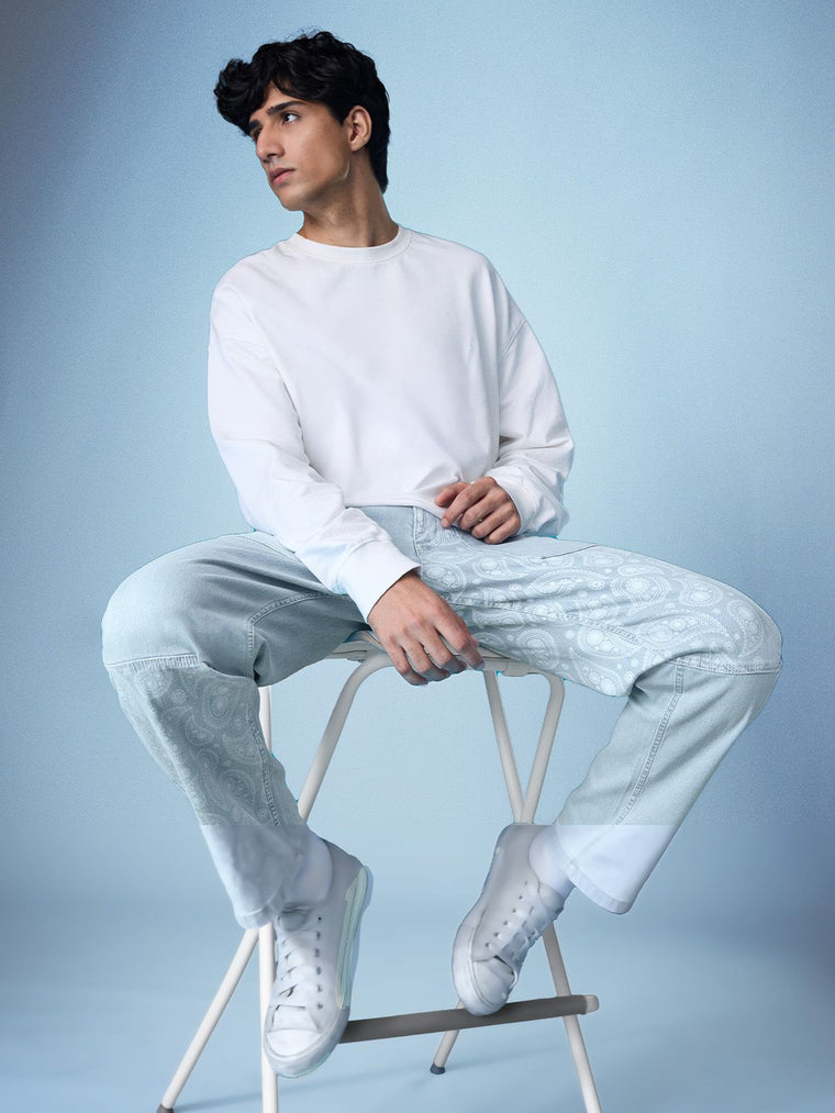 Denim: Air Blue (Straight Fit) Men Straight Fit Jeans