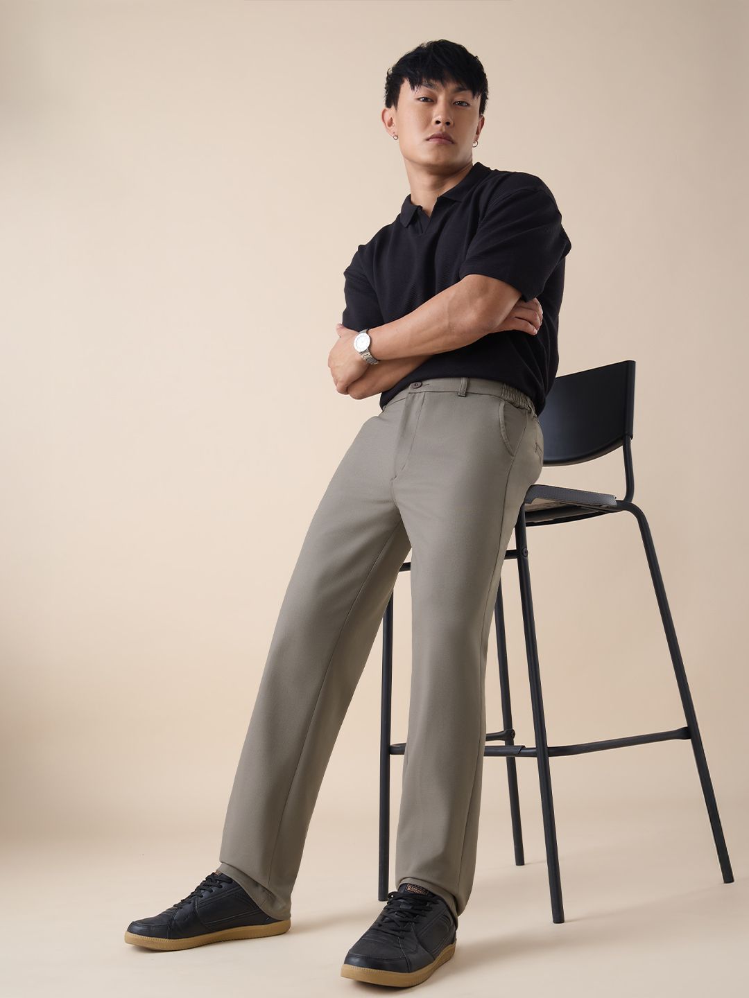 Super Pants: Beige (Classic Fit) Men Super Flex Pants
