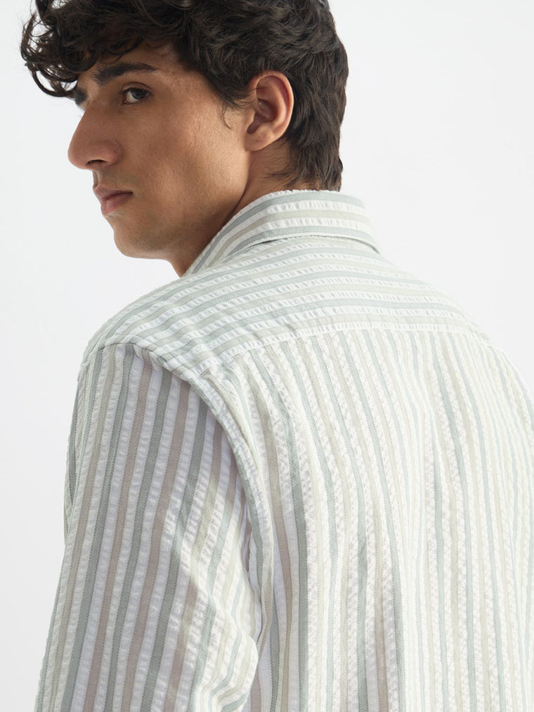 Seersucker: Pine Men Textured Shirts