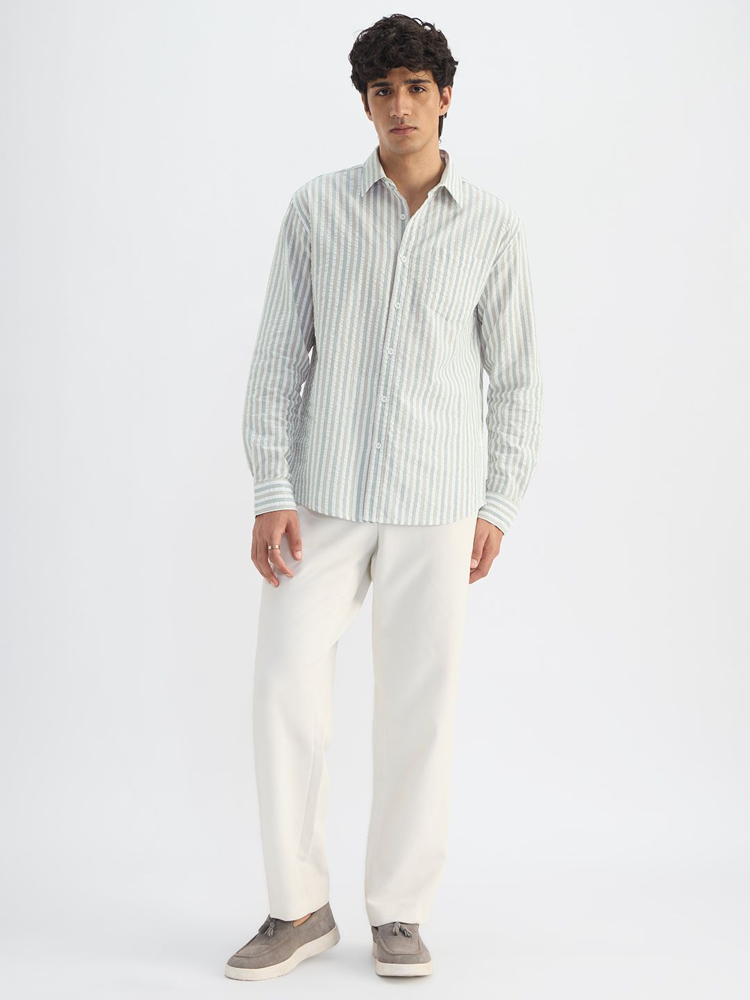 Seersucker: Pine Men Textured Shirts