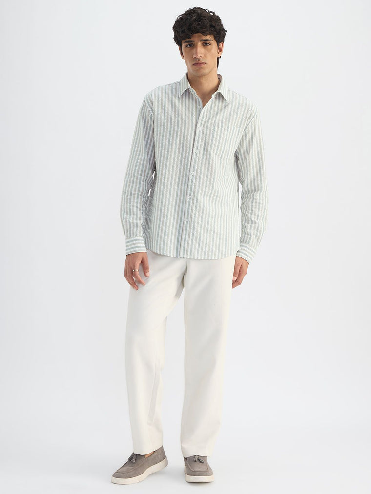 Seersucker: Pine Men Textured Shirts