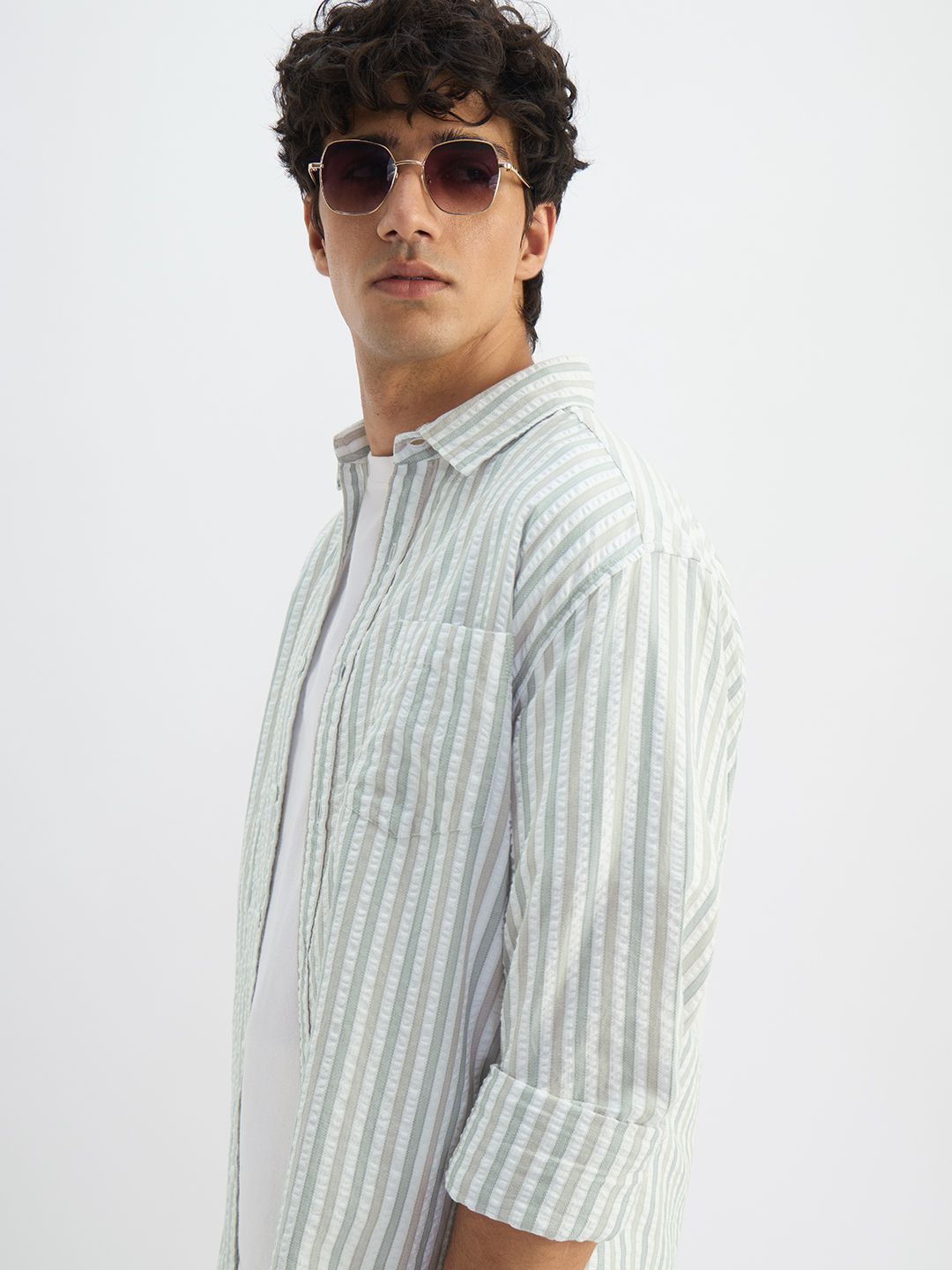 Seersucker: Pine Men Textured Shirts