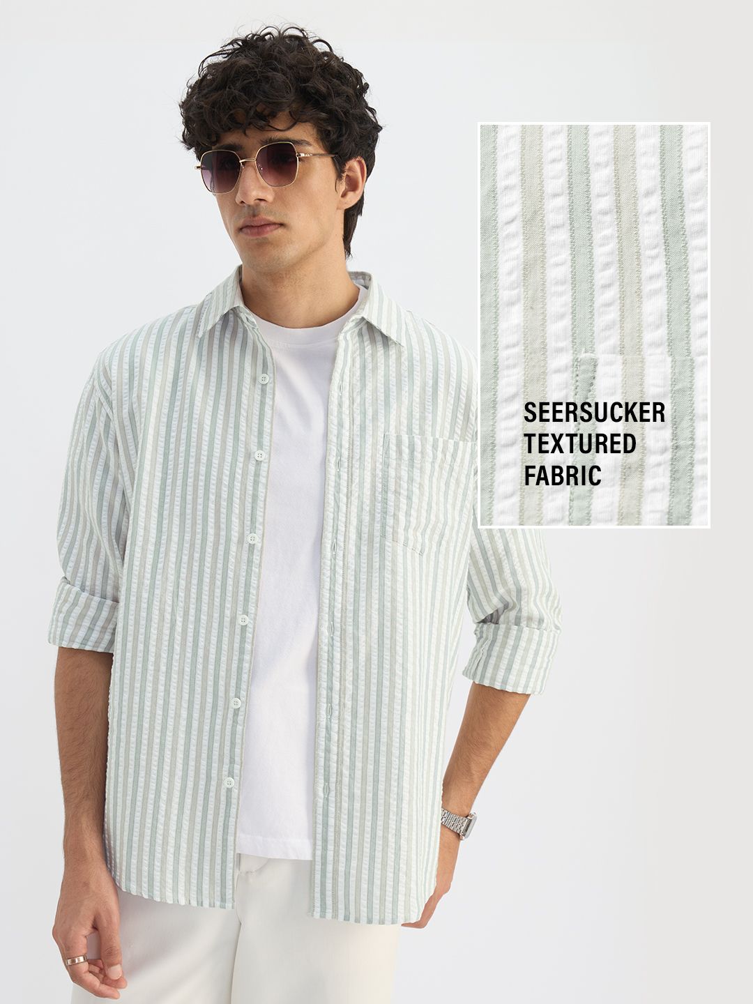 Seersucker: Pine Men Textured Shirts