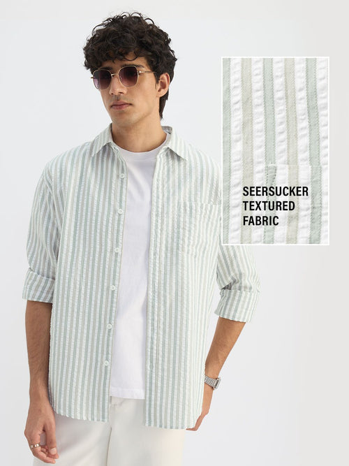 Seersucker: Pine Men Textured Shirts