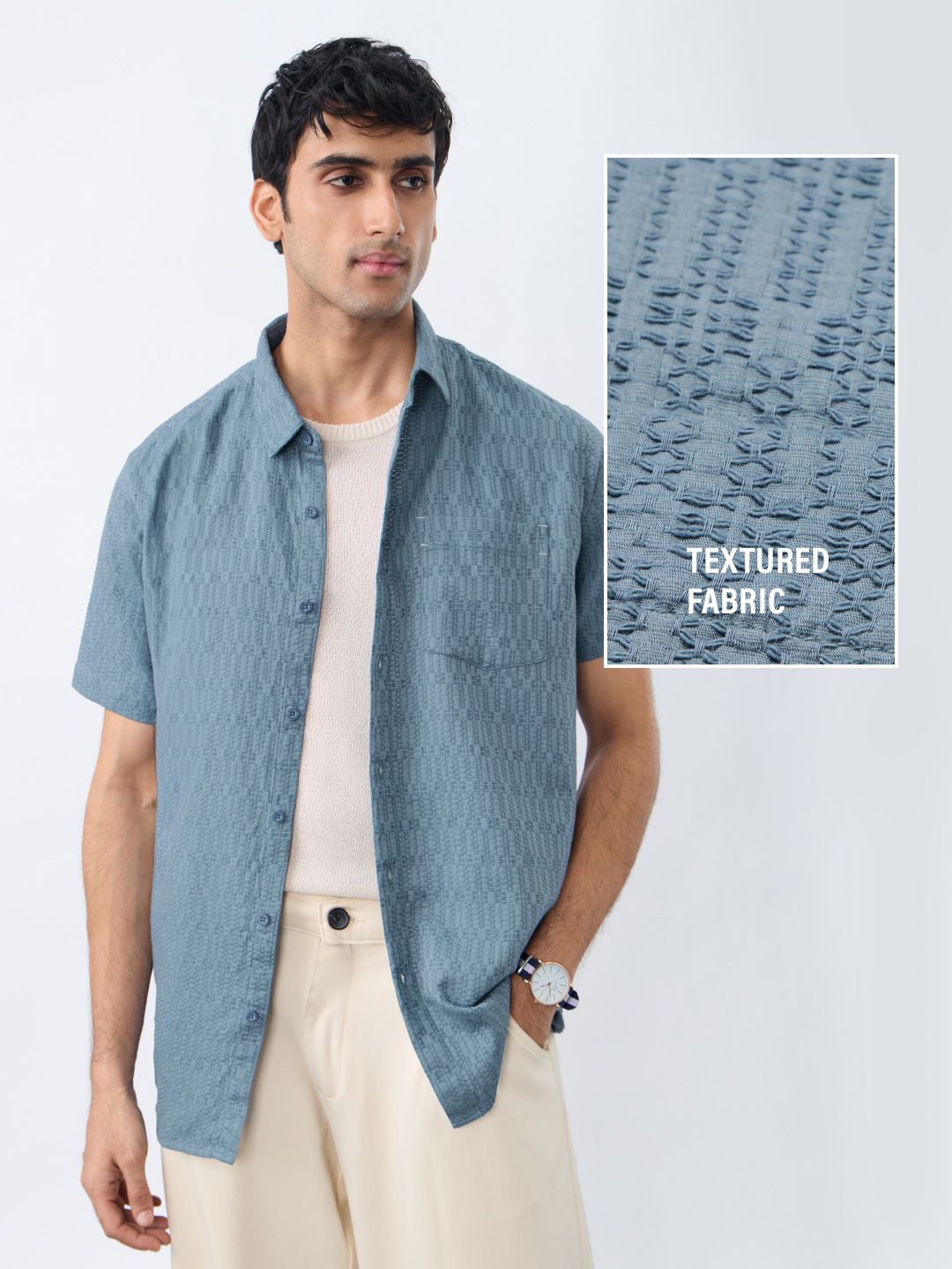 Textured Shirt: Arctic Ice Men Textured Shirts