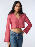 Crop-Top: Vivid Fuchsia Women Fashion Tops
