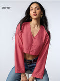 Crop-Top: Vivid Fuchsia Women Fashion Tops