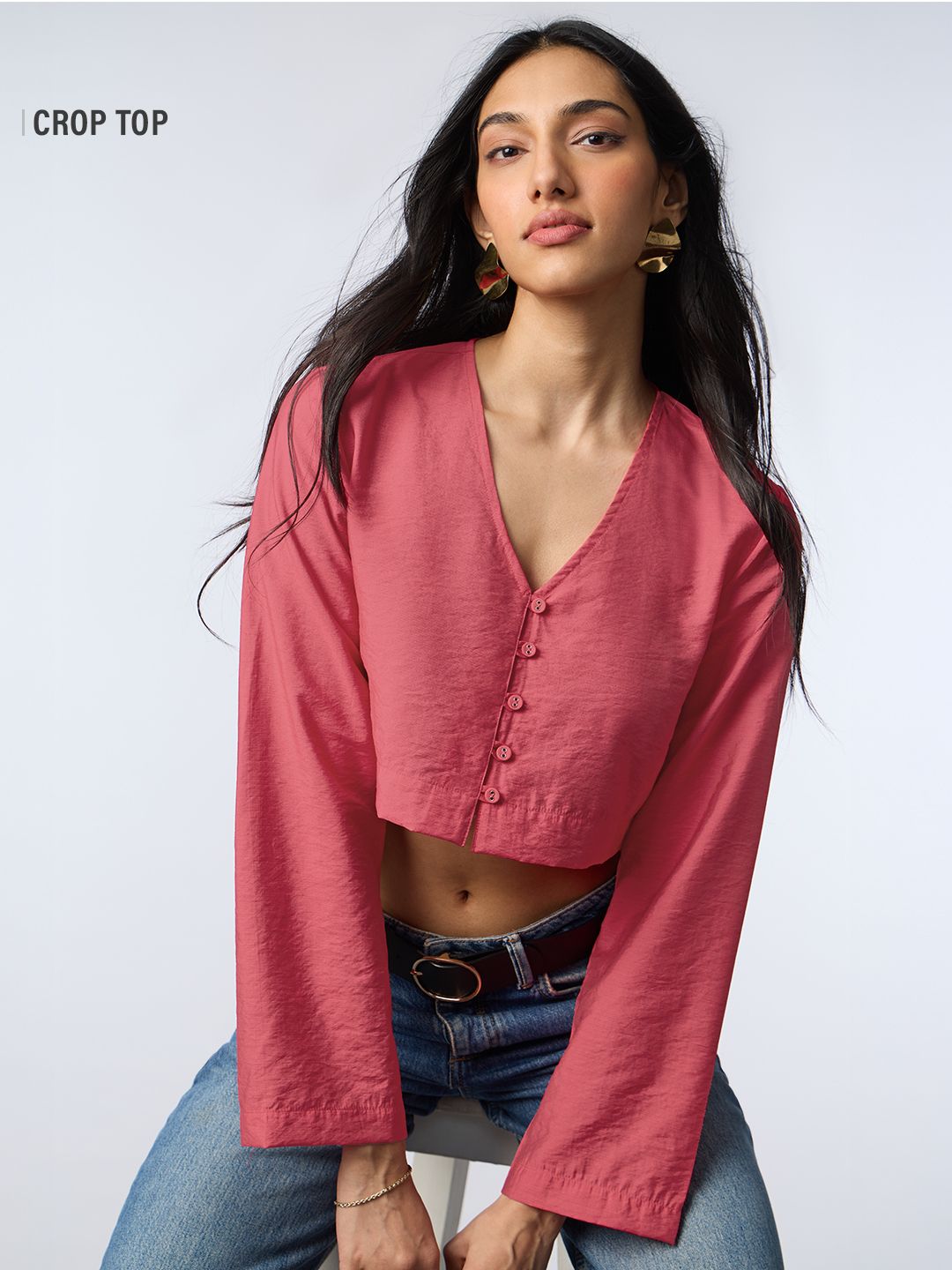 Crop-Top: Vivid Fuchsia Women Fashion Tops
