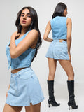 Denim Skorts: Cloud Blue Women Denim Skorts