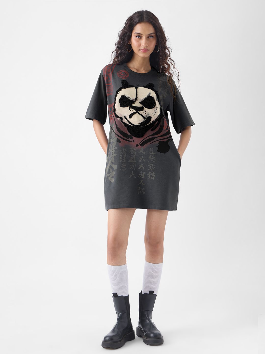 Kung Fu Panda: Angry Panda Women T-Shirt Dresses