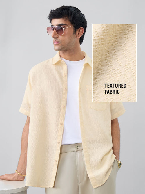 Textured Shirt: Ivory Men Textured Shirts